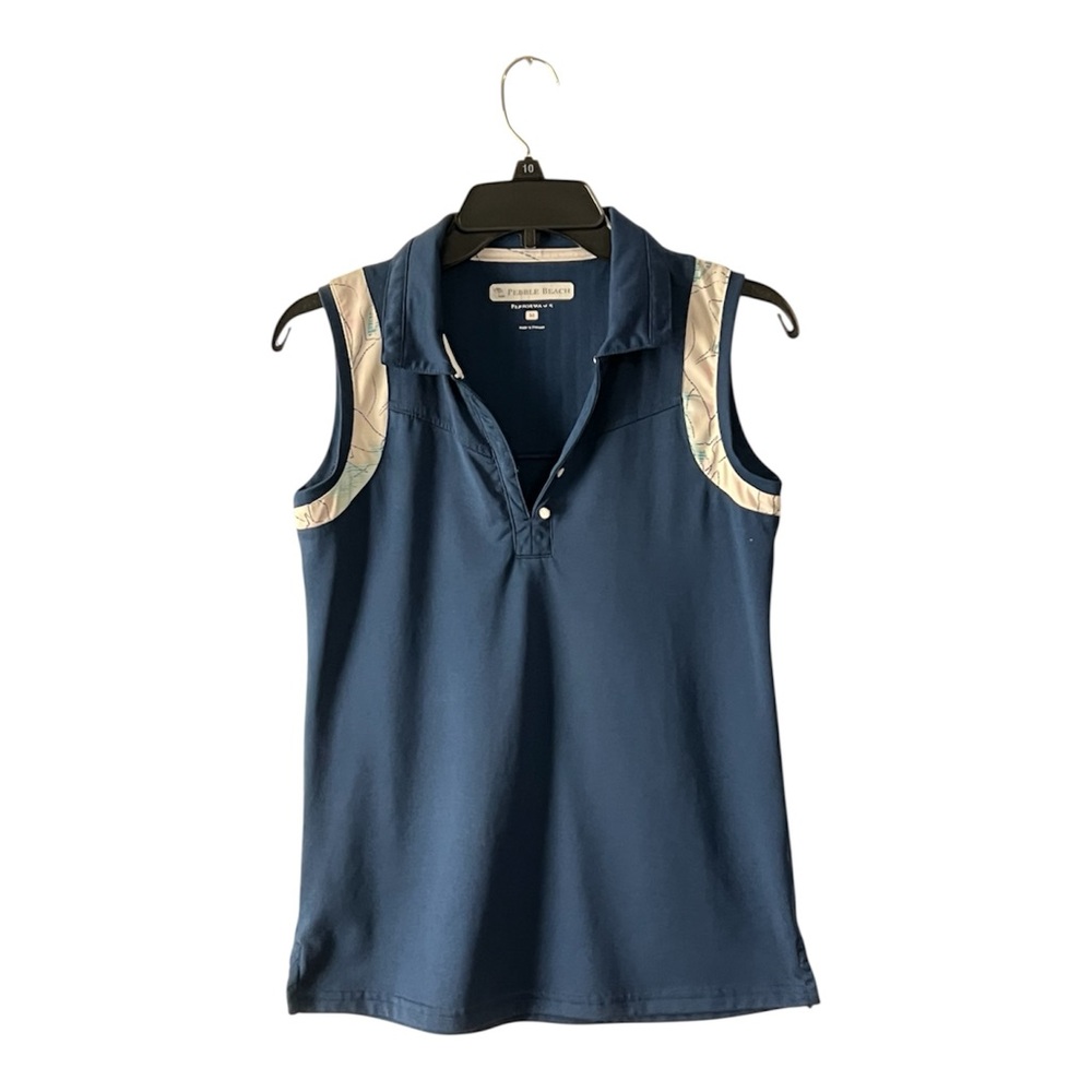 Pebble Beach Stylish Navy Tank with Light Accents, Size M